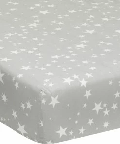 Lambs & Ivy Milky Way Gray/White Stars 100% Cotton Baby Fitted Crib Sheet