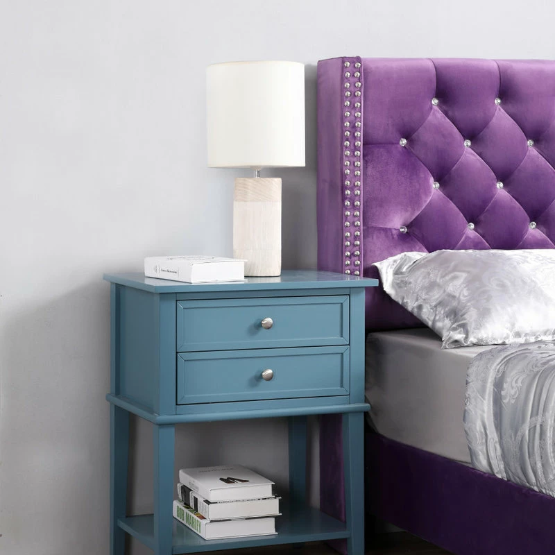 Glory Furniture Newton Two Drawer Nightstand, Blue 2 Glory Furniture Newton Two Drawer Nightstand, Blue - Image 2