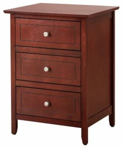 Glory Furniture Drake 3-Drawer Nightstand, Cherry