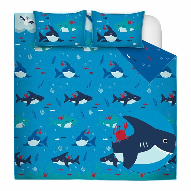 Safdie & Co. 3-piece Polyester Shark Double Queen Quilt Set In Multi-Color 1 Safdie & Co. 3-piece Polyester Shark Double Queen Quilt Set In Multi-Color