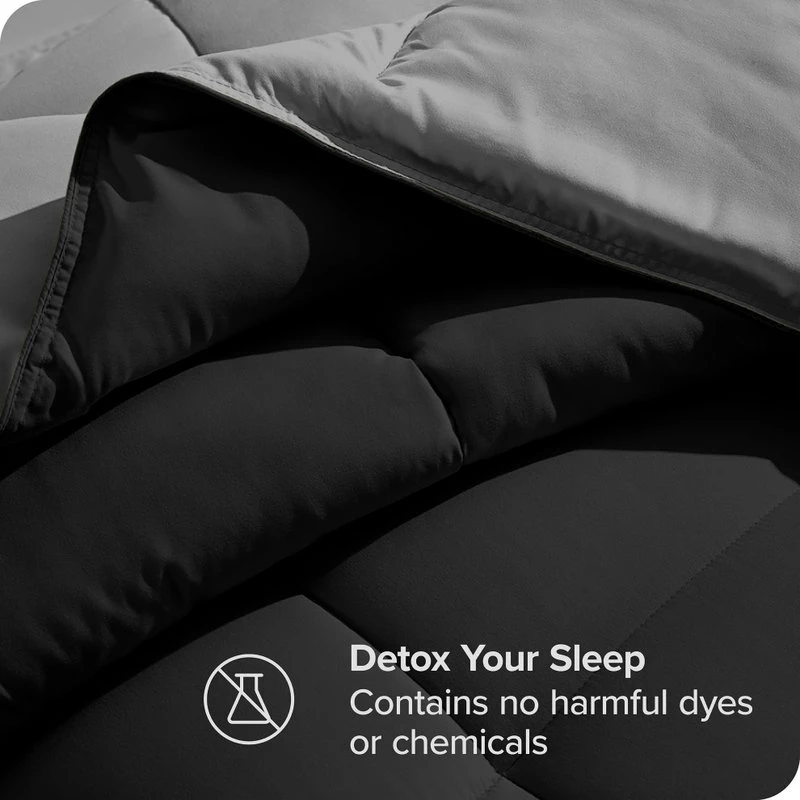 Bare Home Reversible Down Alternative Comforter, Black / Gray, King/Cal King 5 Bare Home Reversible Down Alternative Comforter, Black / Gray, King/Cal King - Image 5
