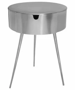 Meridian Furniture Bali Metal Side Table/Nightstand, Silver