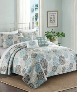 BNF Home Serenta Marina Medallion Quilted 6 Piece Bed Spread Set, Dark Gray / Granite, Ki -Bare Sales Store 791151ce0216dc9b 5951 w800 h800 b0 p0