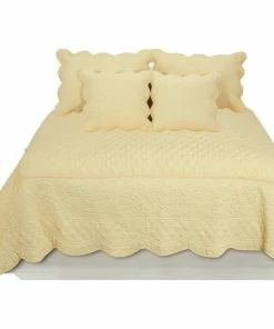 Tache Home Fashion 3-Piece Quilted Yellow Buttercup Puffs Bedspread Set, California King