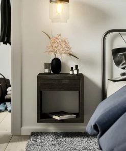 Woodek Design Floating Nightstsand Cubic Hugo With Drawer, Black Birch -Bare Sales Store 7ac12de00fb4f5f7 1806 w800 h800 b0 p0