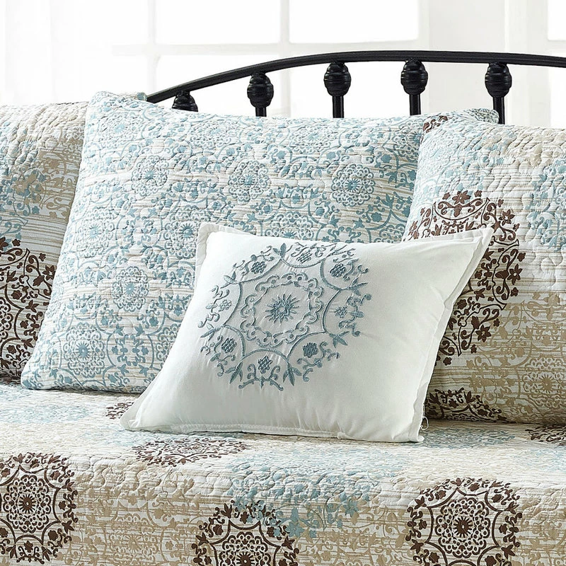 BNF Home Marina Medallion 6 Piece Daybed Bedspread Set, Blue, 75"x39" 4 BNF Home Marina Medallion 6 Piece Daybed Bedspread Set, Blue, 75"x39" - Image 4