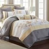Nanshing America Candice 12-Piece Comforter Set, Gray/Yellow, Queen