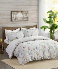Olliix Sleep Philosophy Flannel Cotton Kids Winter Duvet Cover Set, Forest Animals