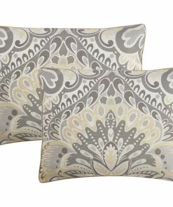 Nanshing America, Inc. Amelia Floral Jacquard 6-Piece Bedding Comforter Set, Grey/Yellow, Queen -Bare Sales Store 80d1d71d00539400 9720 w800 h800 b1 p0