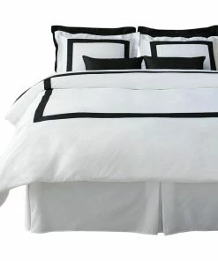 LaCozi Cotton Sateen Modern Hotel Black White Duvet Cover Set, Queen