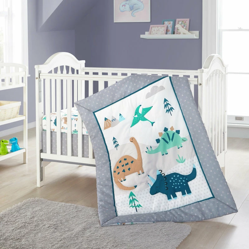 Nanshing America, Inc. The Jungle Friends 3 Piece Baby Nursery Bedding Set, Cute Dino, 33 X 42 2 Nanshing America, Inc. The Jungle Friends 3 Piece Baby Nursery Bedding Set, Cute Dino, 33 X 42 - Image 2