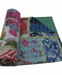 Vedant Designs Mix Patchwork Queen Cotton Kantha Quilt