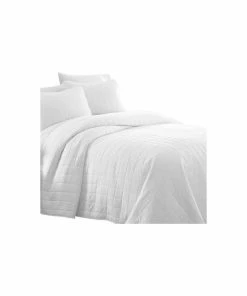 Ienjoy Home Becky Cameron Premium Ultra Soft Square Pattern Quilted Coverlet Set, White, Kin