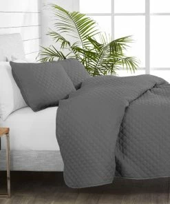 Bare Home Diamond Stitched Coverlet Set, Gray, Twin/Twin Xl -Bare Sales Store 86c13d680fd909f3 0204 w800 h800 b0 p0
