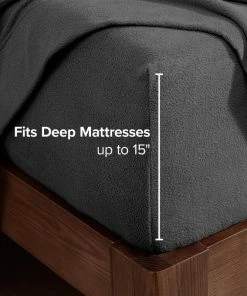 Bare Home Fleece Fitted Bottom Sheet, Grey, Queen -Bare Sales Store 876189d503122466 3916 w800 h800 b0 p0