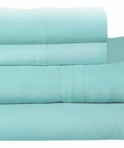 Pointehaven 200TC Combed Cotton Sheet Set, Aqua, Twin