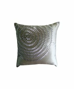 The HomeCentric Grey Euro Sham Pillow Cases Art Silk 24x24 Abstract Modern, Metallic Rings