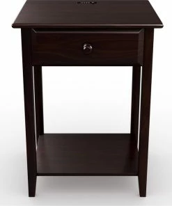 Stony Edge Night Stand With Drawer And USB Port, Espresso, 17" -Bare Sales Store 8af14910013900bf 6034 w800 h800 b0 p0