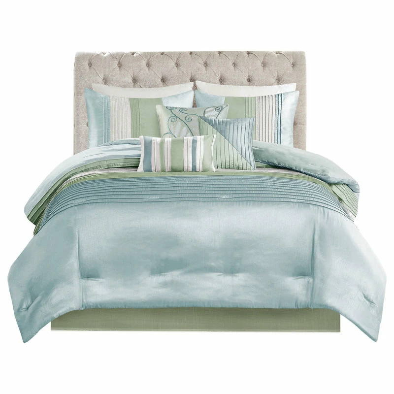 Olliix Madison Park Polyoni-Pieced And Pleated 7-Piece Comforter Set, Queen 1 Olliix Madison Park Polyoni-Pieced And Pleated 7-Piece Comforter Set, Queen