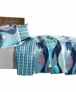 Lush Décor Sea Life Quilt Blue 3Pc Set Full/Queen