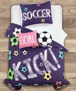 Lush Décor Girls Soccer Kick Quilt Set, Purple, Twin, 4 Piece -Bare Sales Store 8ef105470f60cb7d 9685 w800 h800 b0 p0