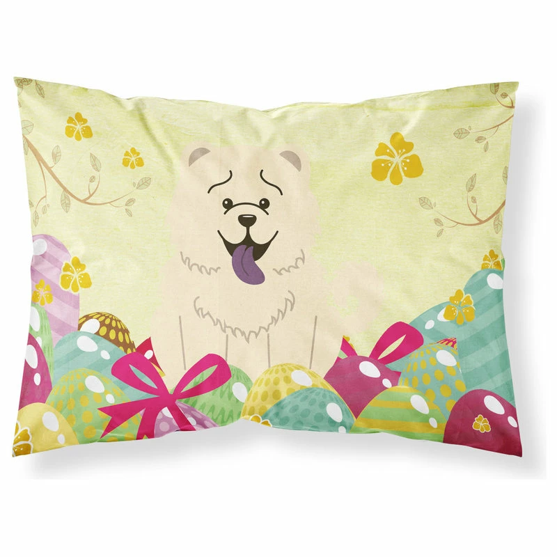 The-store Easter Eggs Chow Chow White Fabric Standard Pillowcase 1 The-store Easter Eggs Chow Chow White Fabric Standard Pillowcase