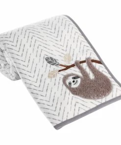 Lambs & Ivy Baby Jungle Gray/White Sherpa Sloth Baby Blanket