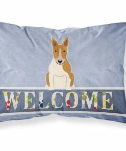The-store Bull Terrier Red White Welcome Fabric Standard Pillowcase