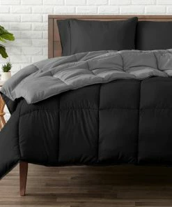 Bare Home Reversible Down Alternative Comforter, Black / Gray, King/Cal King