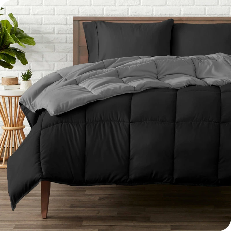 Bare Home Reversible Down Alternative Comforter, Black / Gray, King/Cal King 1 Bare Home Reversible Down Alternative Comforter, Black / Gray, King/Cal King