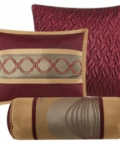 Nanshing America Kath 7-Piece Jacquard Comforter Set, Wine Gold, Queen -Bare Sales Store 935197c403d42c9b 8872 w800 h800 b1 p0