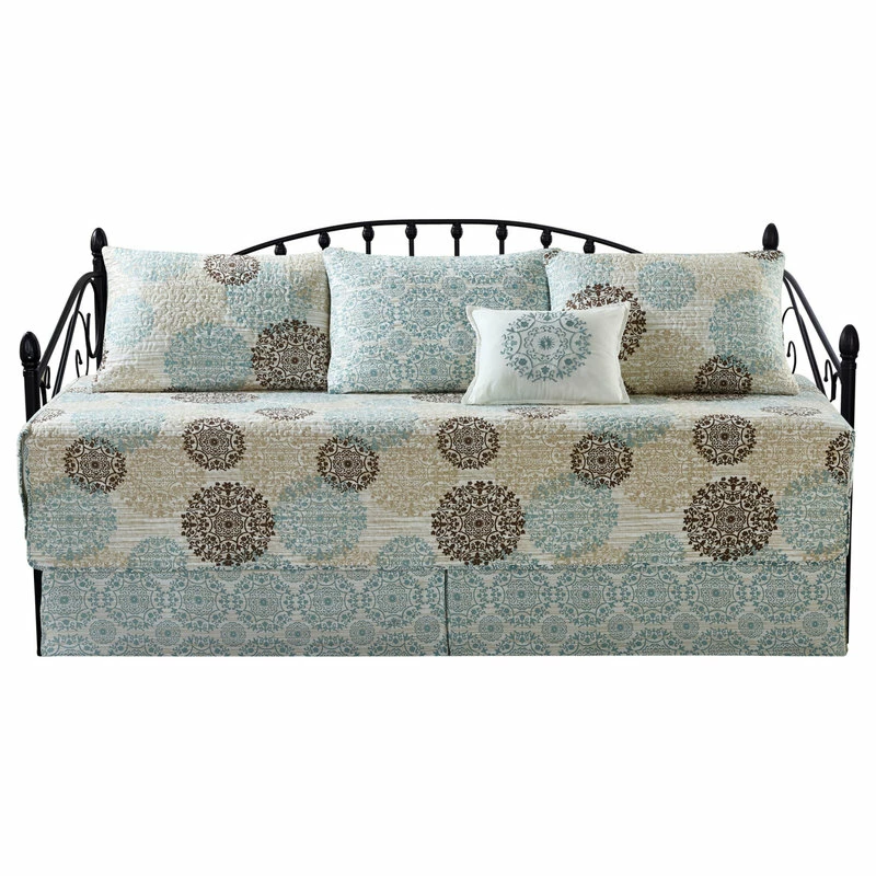 BNF Home Marina Medallion 6 Piece Daybed Bedspread Set, Blue, 75"x39" 1 BNF Home Marina Medallion 6 Piece Daybed Bedspread Set, Blue, 75"x39"