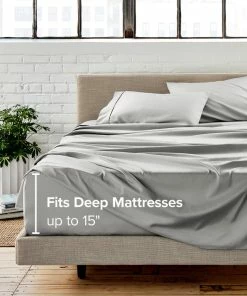 Bare Home Full XL 1800 Microfiber Sheet Set, Light Gray -Bare Sales Store 9561360d024db2db 9501 w800 h800 b0 p0