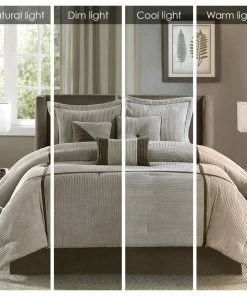 Olliix Madison Park Micro Corduroy Fabric-Pieced Comforter 7-Piece Set, California King -Bare Sales Store 96312d3f026ba4cc 1961 w800 h800 b1 p0