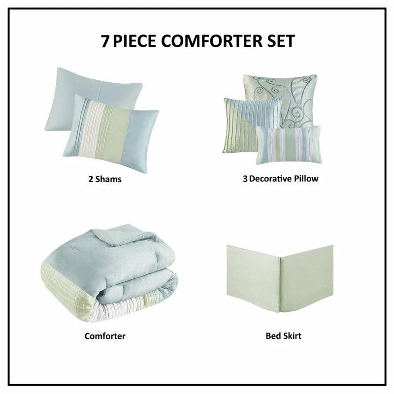 Olliix Madison Park Polyoni-Pieced And Pleated 7-Piece Comforter Set, Queen 12 Olliix Madison Park Polyoni-Pieced And Pleated 7-Piece Comforter Set, Queen - Image 12