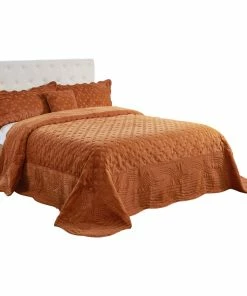 BNF Home Tatami Quilted Faux Fur Bedspread Set, Burnt Orange, King -Bare Sales Store 9931a227030336ec 5562 w800 h800 b1 p0