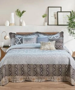 BNF Home Serenta Floral Medalion 9-Piece Bed Spread Set, Gray, King, 122"x106" 13 BNF Home Serenta Floral Medalion 9-Piece Bed Spread Set, Gray, King, 122"x106" -Bare Sales Store 9a219b170307183a 1869 w800 h800 b0 p0