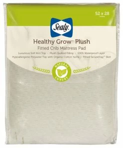 Sealy Healthy Grow Plush Infant/Toddler Fitted Crib Mattress Pad, 52"x28", White