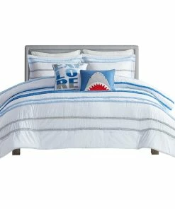 Olliix Kids Haisley Shark Explore Blue Comforter/Duvet Cover Set, Twin, Comforter