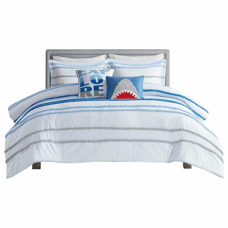 Olliix Kids Haisley Shark Explore Blue Comforter/Duvet Cover Set, Twin, Comforter 1 Olliix Kids Haisley Shark Explore Blue Comforter/Duvet Cover Set, Twin, Comforter