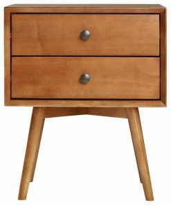Walker Edison Mid-Century 2 Drawer Solid Wood Nightstand, Caramel -Bare Sales Store 9ee13b520c911290 6245 w800 h800 b1 p0