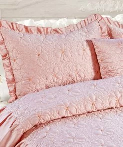 BNF Home Matte Satin Ruffle 4 Piece Bed Spread Set, Pink, Queen -Bare Sales Store a151b09a02fa0fa3 5575 w800 h800 b0 p0