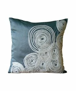 The HomeCentric Spiral Blue Euro Sham Covers, Art Silk 26"x26" Euro Shams, Snow Centric