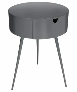 Meridian Furniture Bali Metal Side Table/Nightstand, Gray