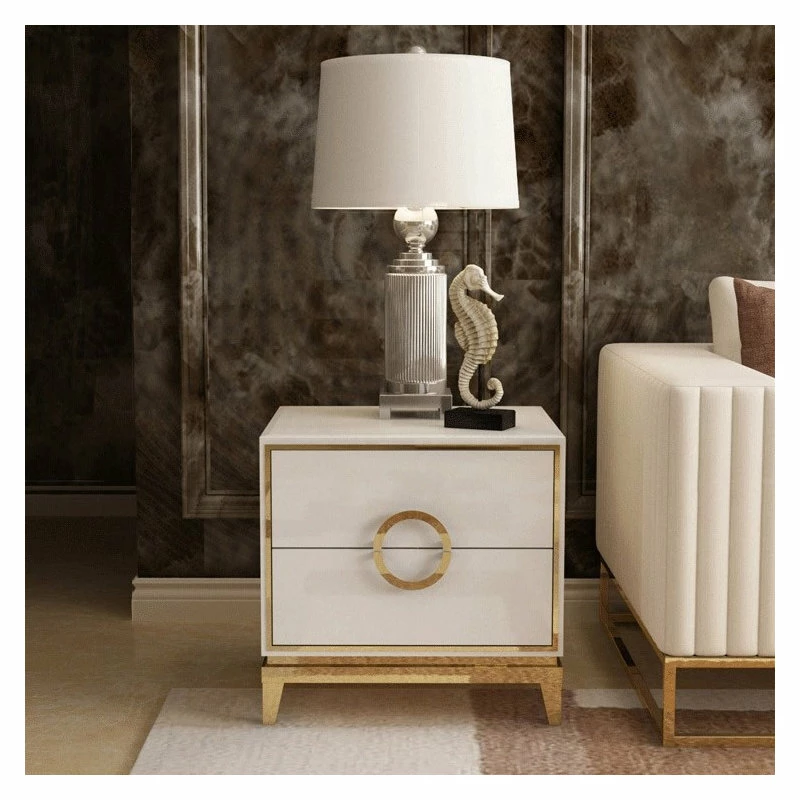 HOMARY Bedroom Nightstand With 2 Drawers, Wood/Stainless Steel, White 7 HOMARY Bedroom Nightstand With 2 Drawers, Wood/Stainless Steel, White - Image 7