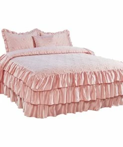 BNF Home Matte Satin Ruffle 4 Piece Bed Spread Set, Pink, Queen -Bare Sales Store a791881402fa0fad 5575 w800 h800 b1 p0