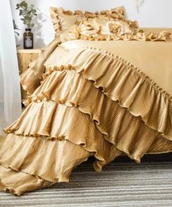 Tache Home Fashion 6-Piece Caramel Latte Ruffle Comforter Quilt Set, King -Bare Sales Store a7f161200b914a67 4741 w800 h800 b0 p0