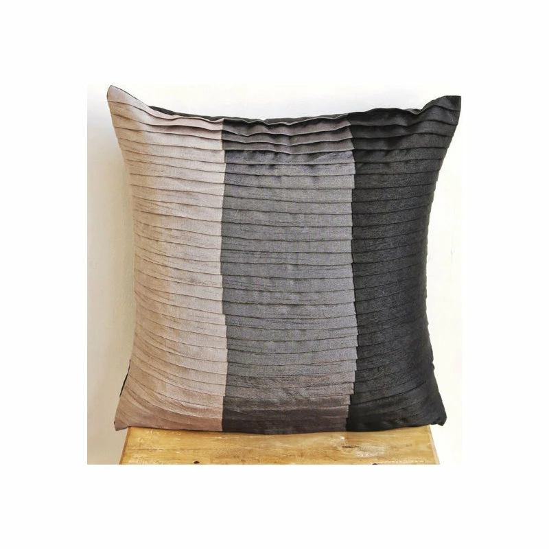 The HomeCentric Black Color Block & Pintucks 26"x26" Silk Euro Sham, Dark Secret 4 The HomeCentric Black Color Block & Pintucks 26"x26" Silk Euro Sham, Dark Secret - Image 4