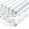 Lush Decor Baby Seaside Starfish Organic Cotton Fitted Crib Sheet Blue 2Pk 28x52x9
