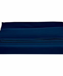 A1 HOME COLLECTIONS LLC Organic Cotton Sateen Wrinkle Resistant Flat Sheet, Navy Blue, Queen